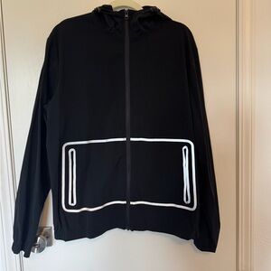 Dip Black Hooded Running Jacket with Reflective Detail